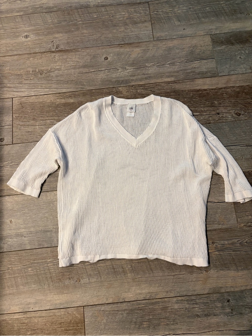 Cabi white mesh sweater sz M